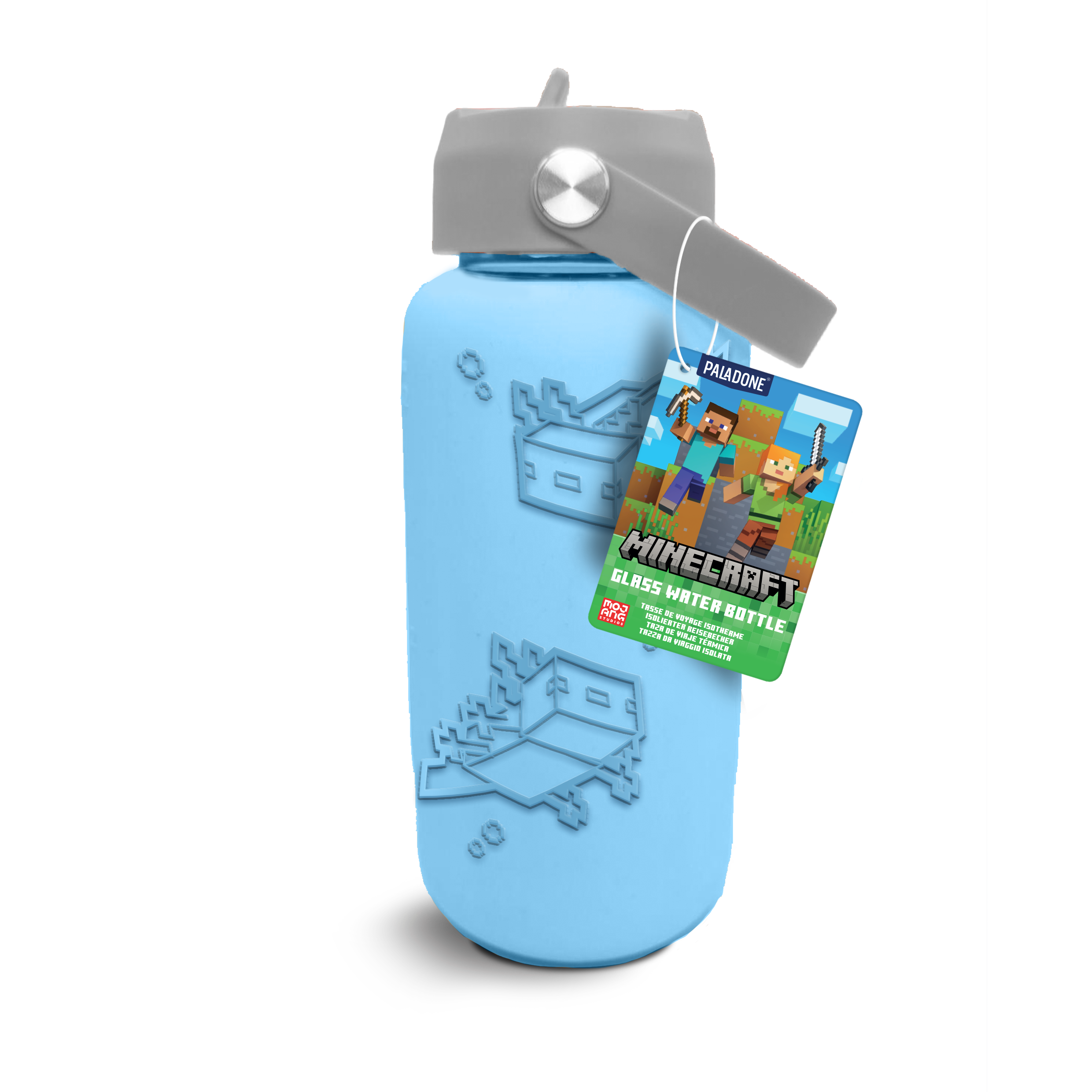MINECRAFT - Glass Water Bottle with Silicon Sleeve 27oz