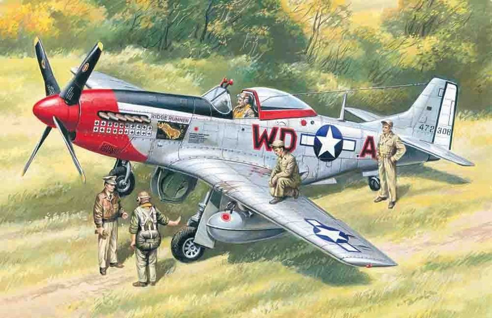 Mustang P-51D WWII American Fighter with USAAF Pilots and Ground Personnel