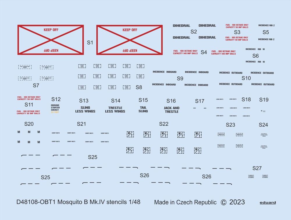 Mosquito B Mk.IV stencils for TAMIYA/REVELL