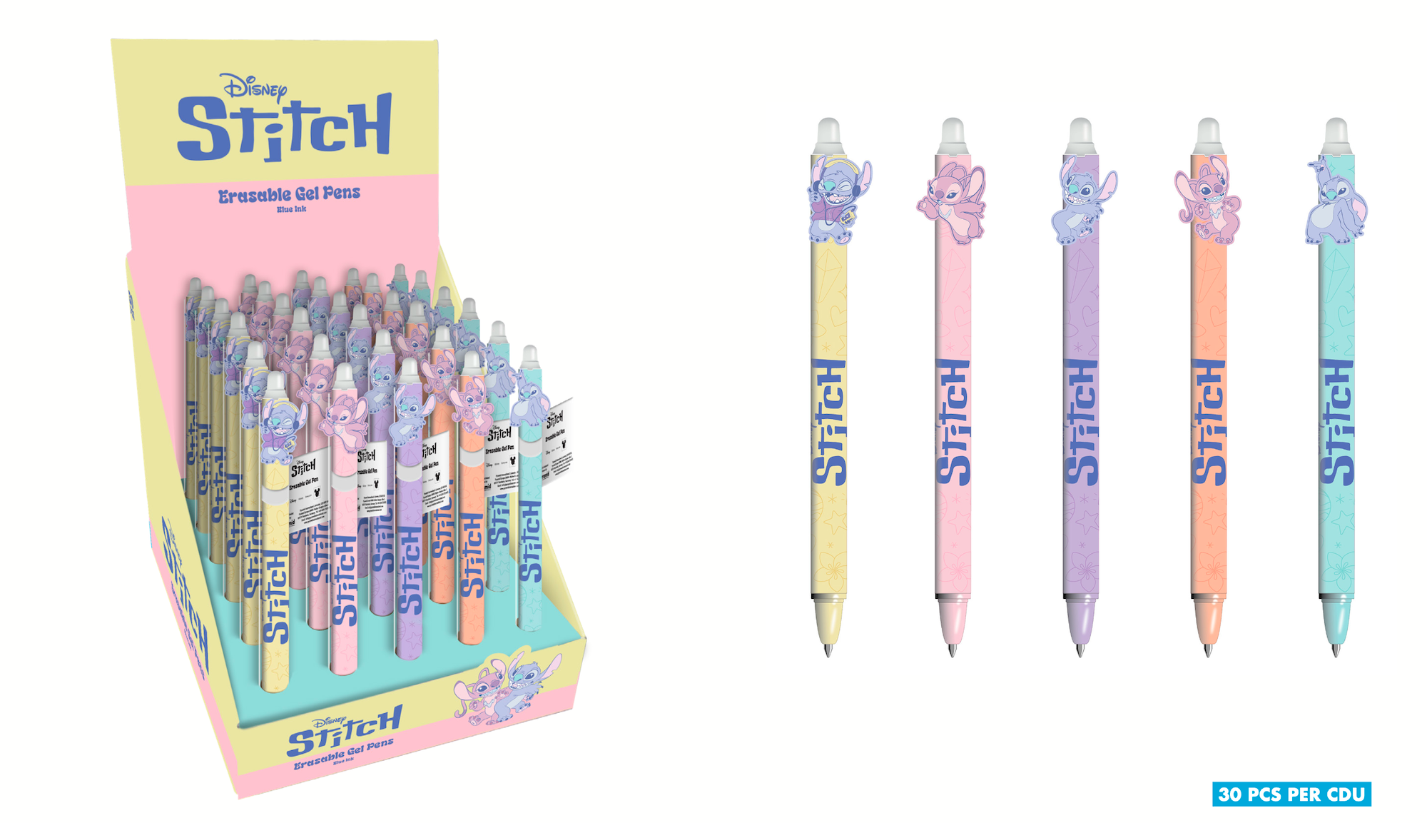 STITCH & ANGEL - Head Topper Erasable Gel Pen (Display of 30 pcs)