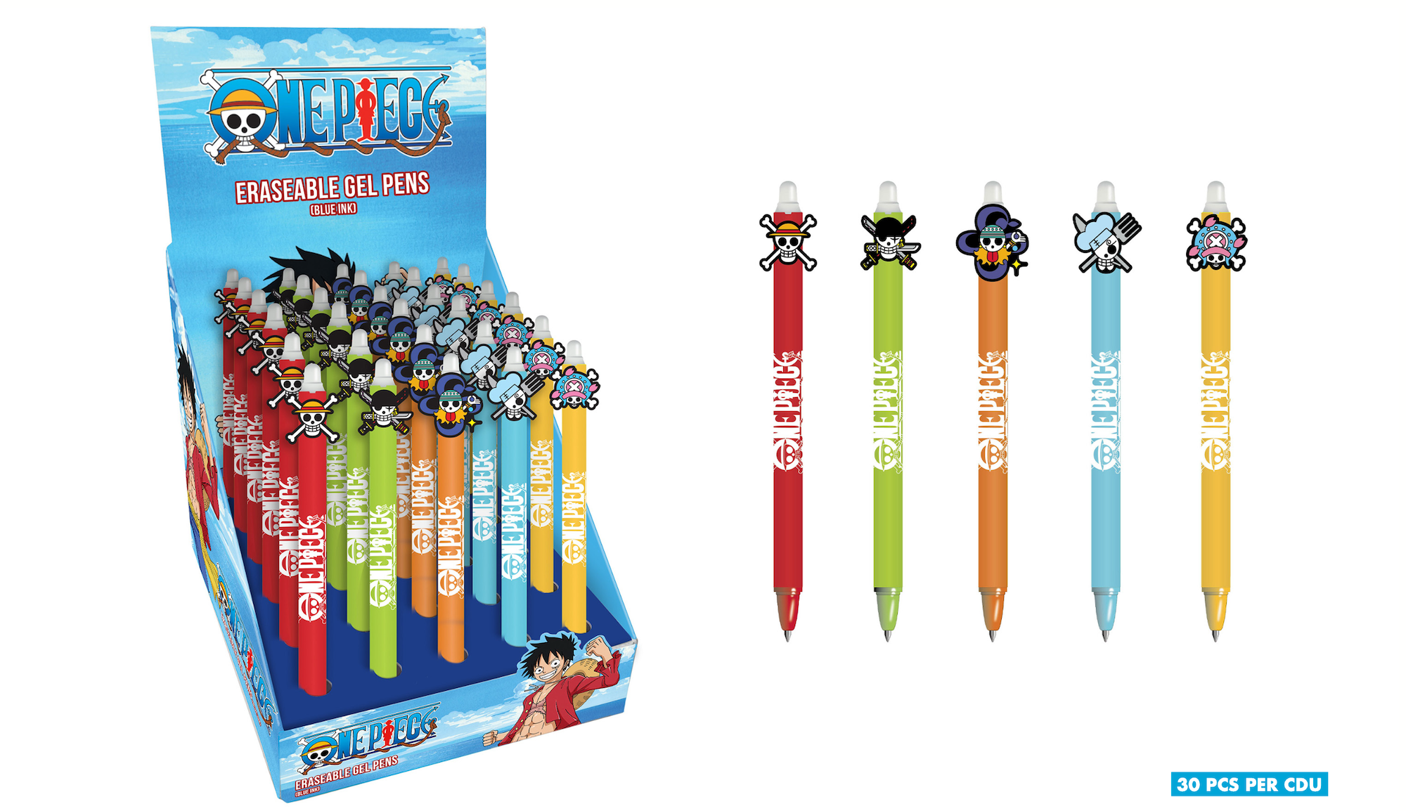 ONE PIECE - Head Topper Erasable Gel Pen (Display of 30 pcs)