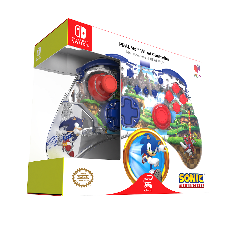 Official Switch Wired RealMz Controller - Sonic Green Hill