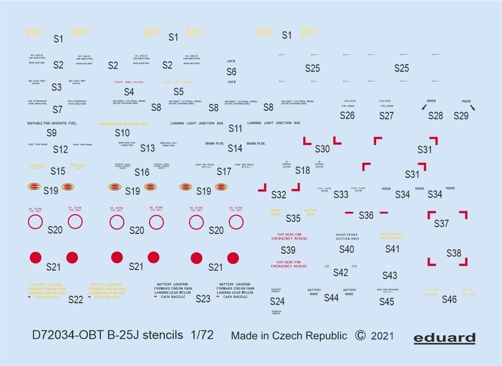 B-25J stencils 1/72 for HASEGAWA/REVELL