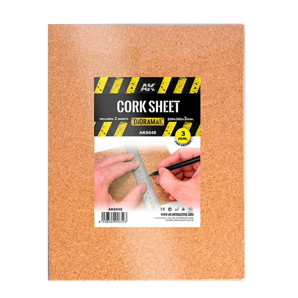 CORK SHEETS - FINE GRAINED / LAMINAS CORCHO - GRANO FINO - 200 x 300 x 3mm (2 SHEETS/LAMINAS)