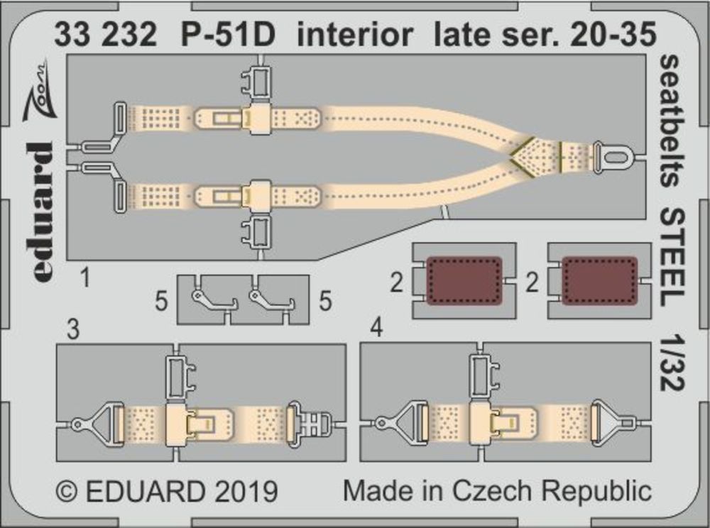 P-51D interior late ser. 20-35 seatbelts STEEL f.Tamiya