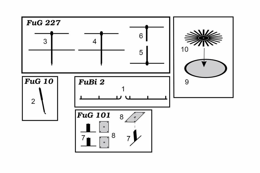 WWII German antennas FuG-10 FuG-101 FuG-227 FuBi-2