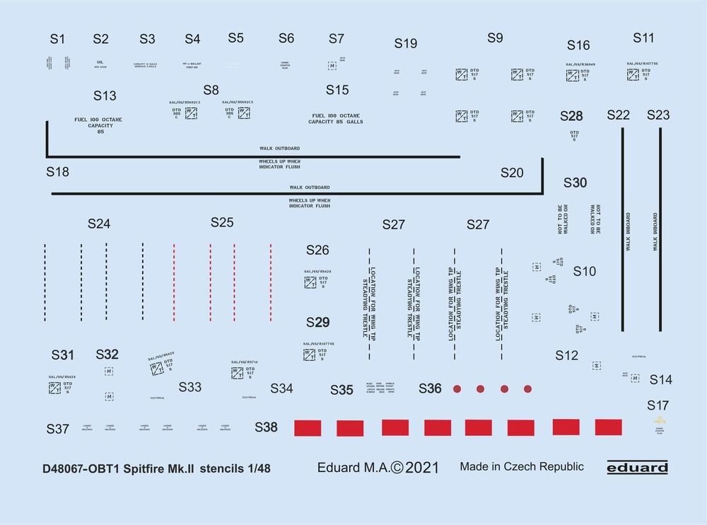 Spitfire Mk.II stencils for Eduard