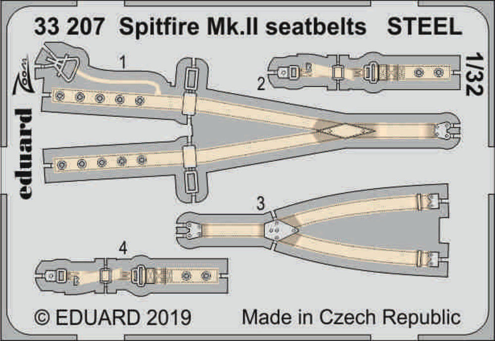 Spitfire Mk.II seatbelts STEEL f.Revell