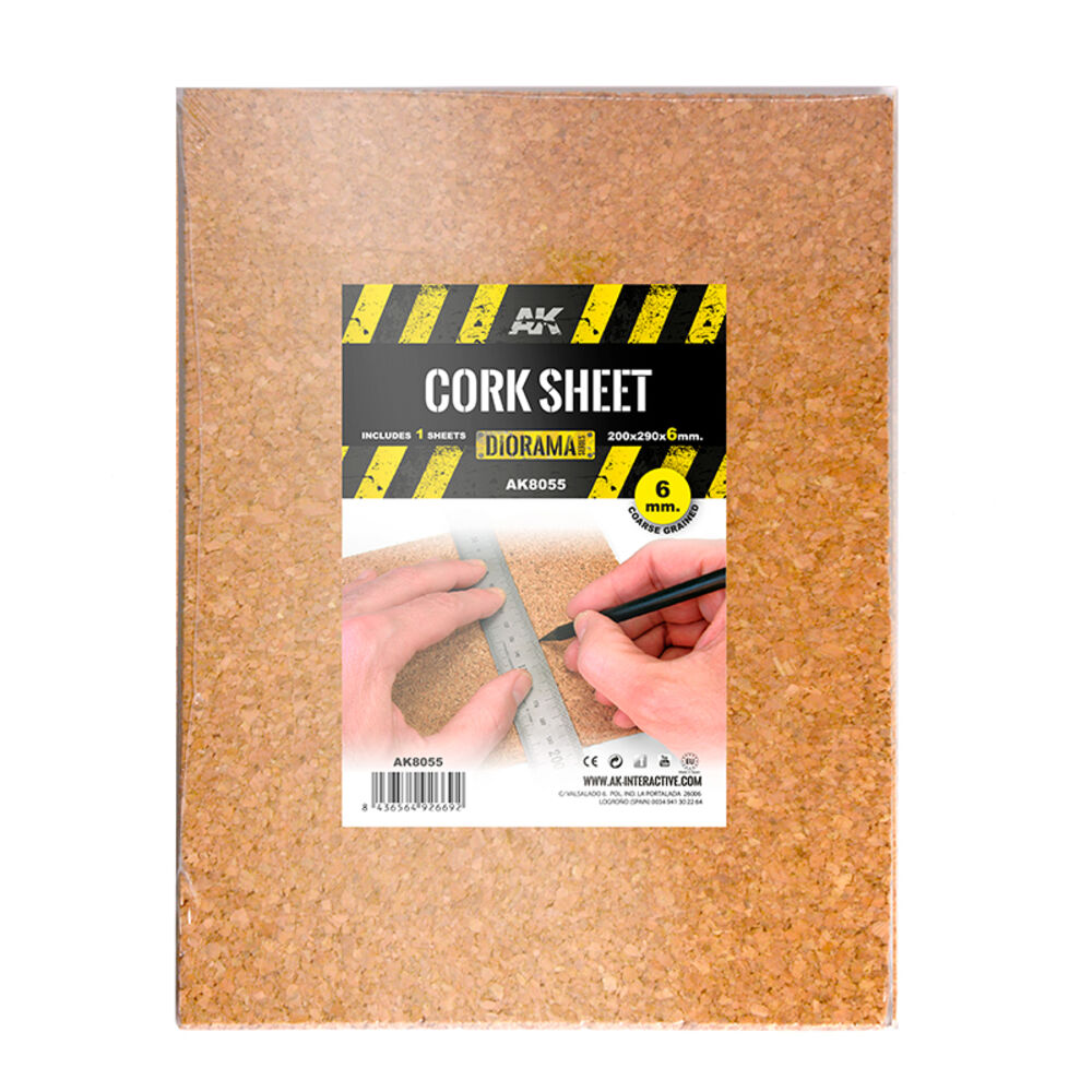 CORK SHEETS - COARSE GRAINED / LAMINAS CORCHO - GRANO GRUESO - 200 x 290 x 6mm (1 SHEETS/LAMINAS)