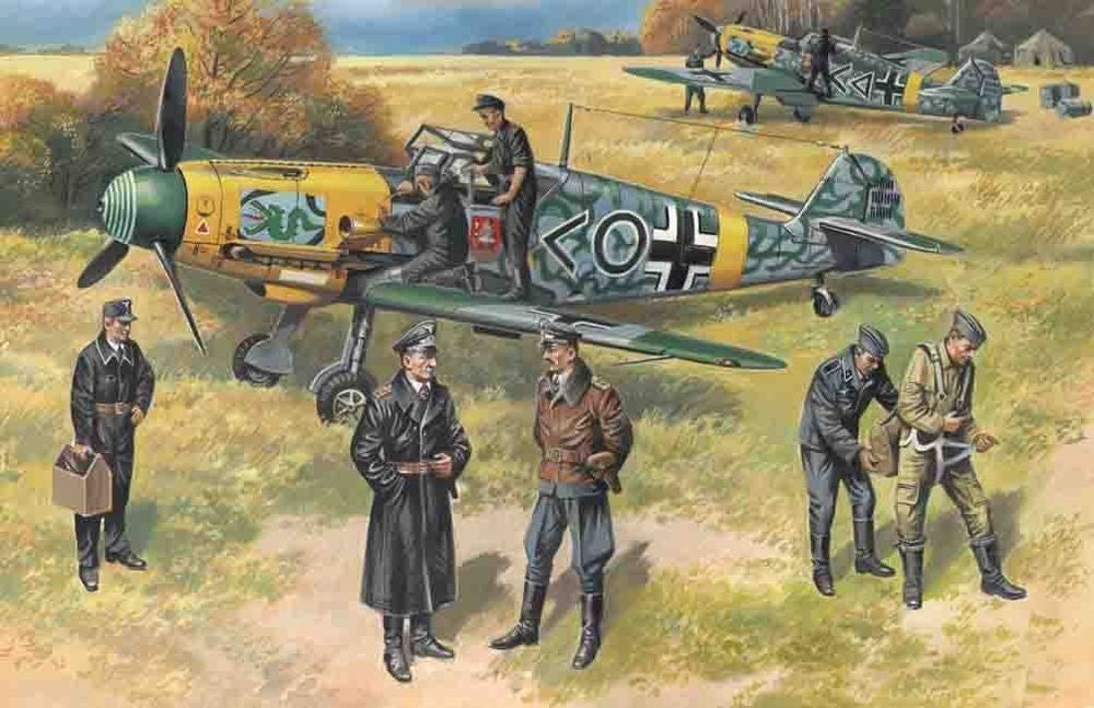 Bf 109F-2 with German Pilots and Ground Personnel