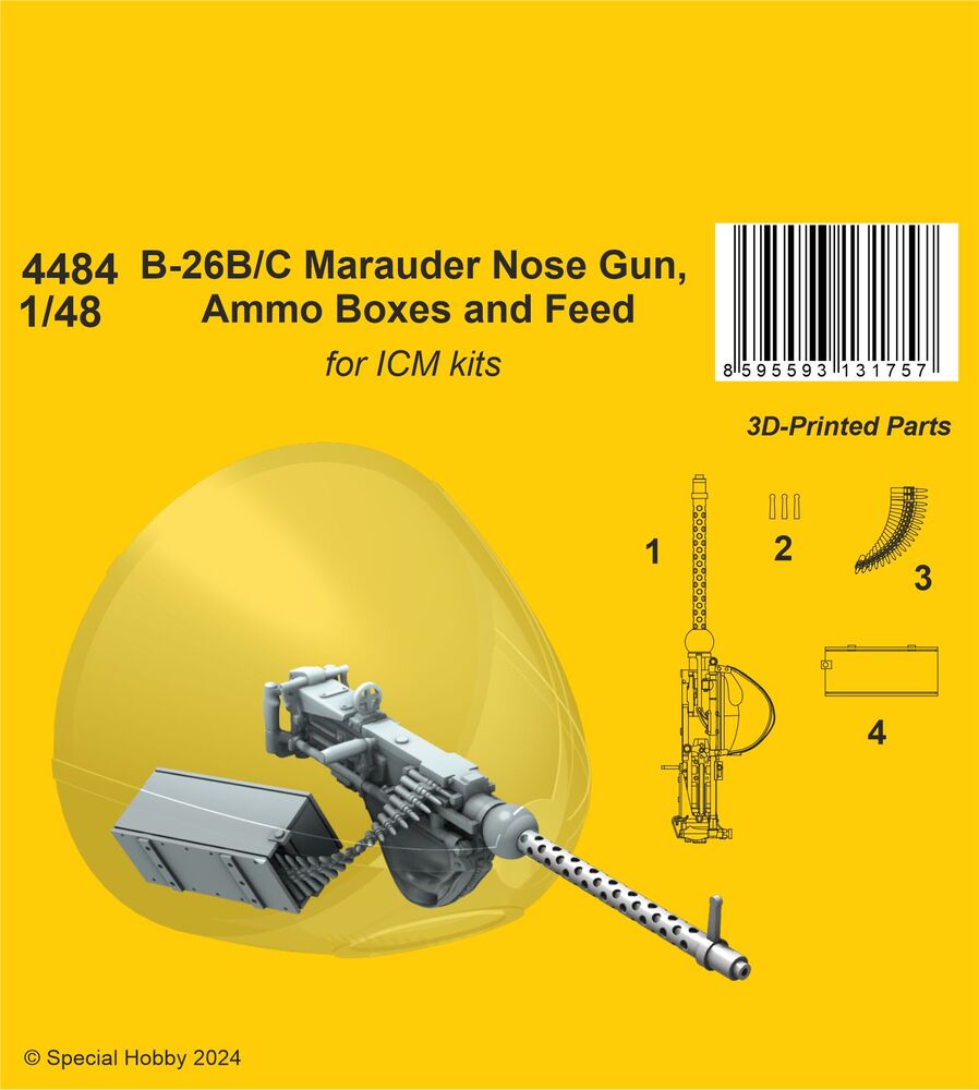 B-26B/C Marauder Nose Gun, Ammo Boxes and Feed / for ICM kit