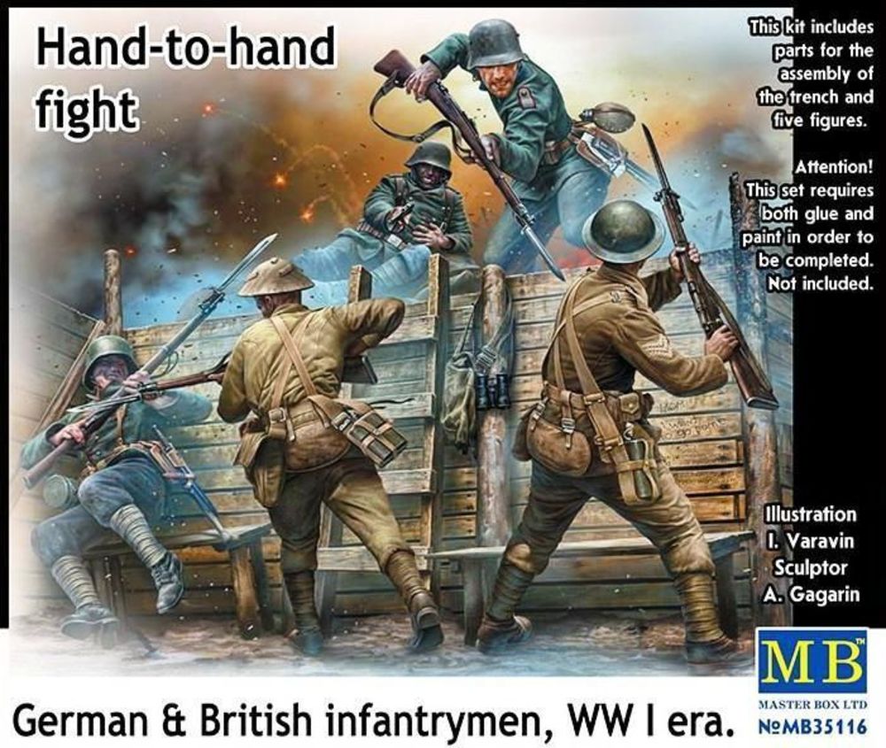 Hand-to-hand fight,German&British infant infantrymen, WWI era