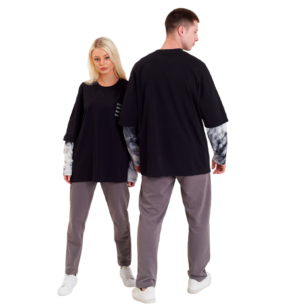 FragON tie dye long sleeve T-shirt, grey, M