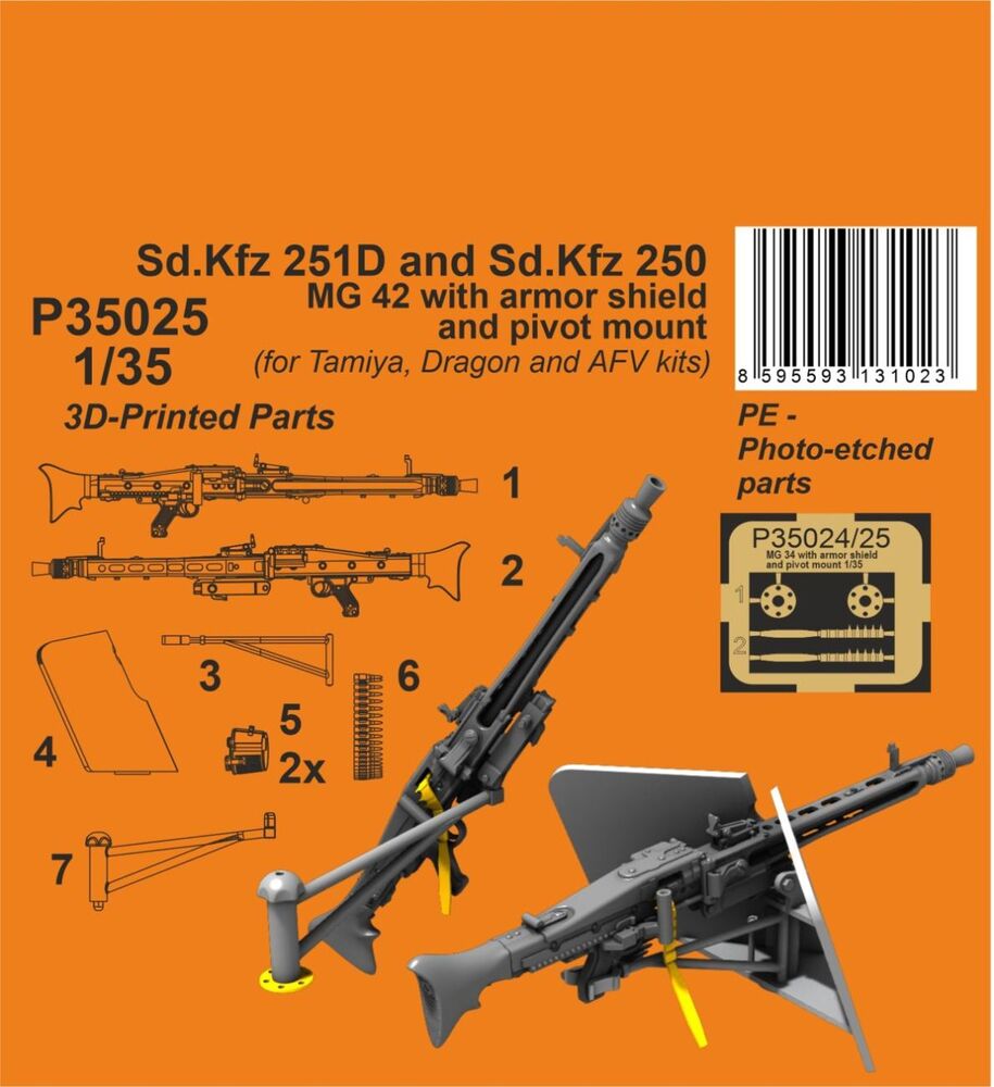 Sd.Kfz 251D/250A MG 42 with armor shiels and pivot mount 1/35 for Tamiya and Dragon kits