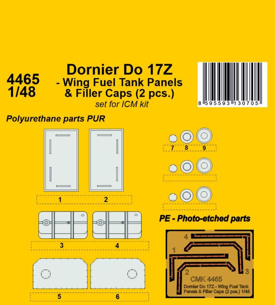 Dornier Do 17Z - Wing Fuel Tank Panels & Filler Caps (2 pcs.) 1/48