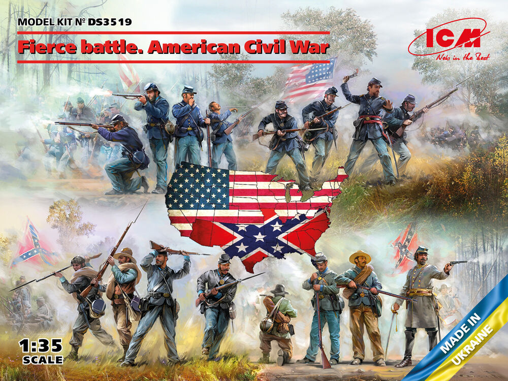 Fierce battle. American Civil War(Union Infan,UnionInfaSet #2,ConfederInfSet #2