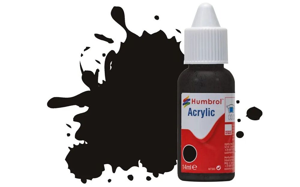 HUMBROL ACRYLIC DROPPER BOTTLE 14ML No 201 Black Metallic