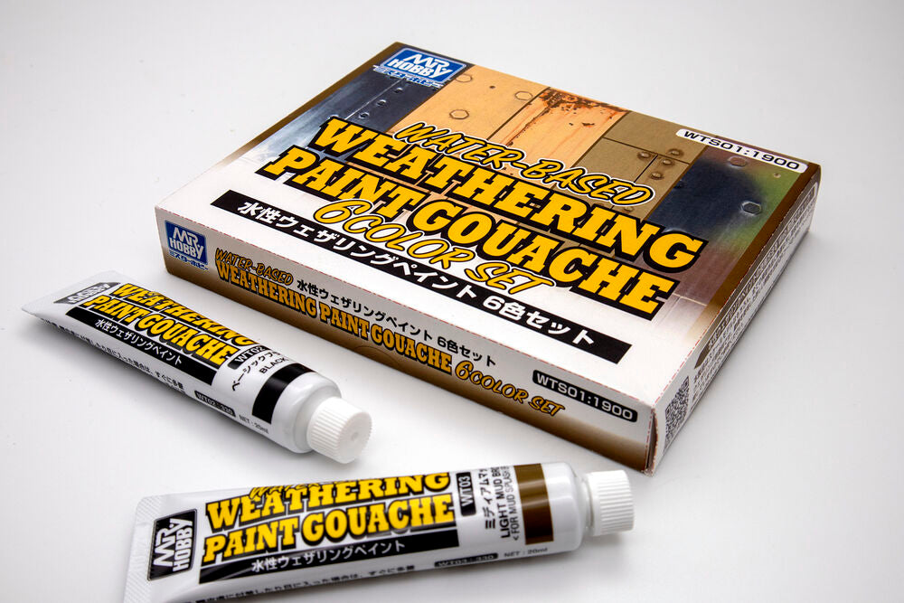 Mr Hobby -Gunze WATER-BASED WEATHERING PAINT GOUACHE 6 Color Set