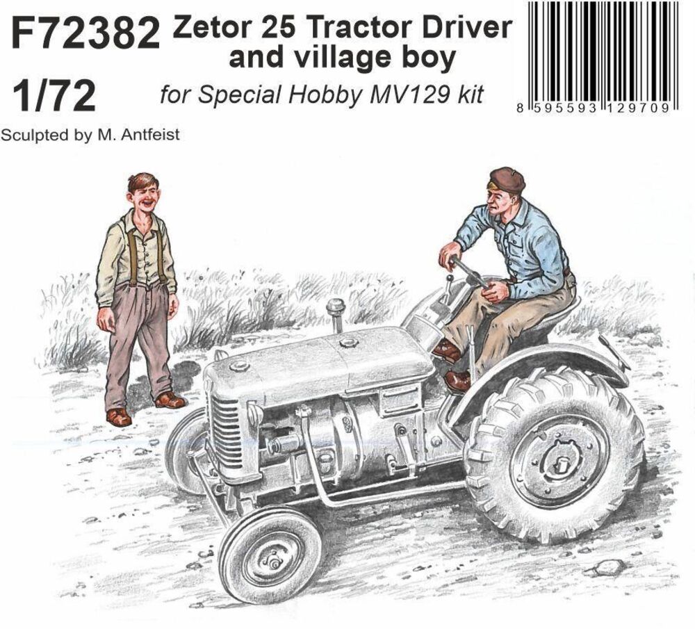 Zetor 25 Tractor Driver and village boy 1/72