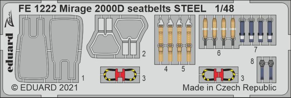 Mirage 2000D seatbelts STEEL 1/48 KINETIC