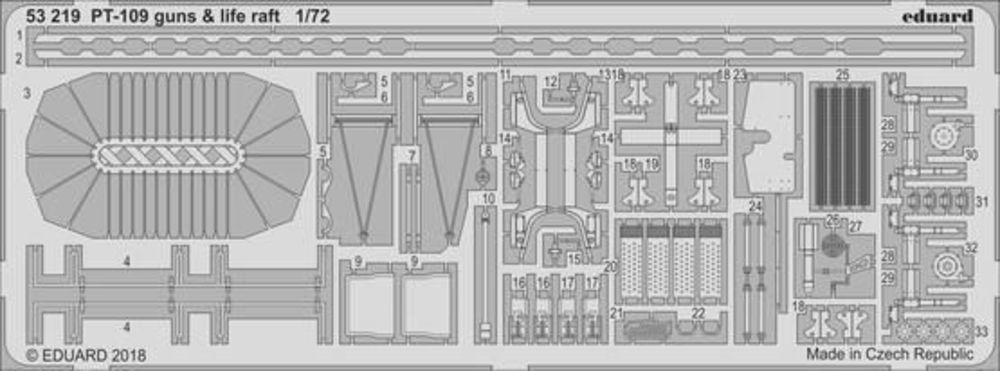 PT-109 guns & life raft for Revell