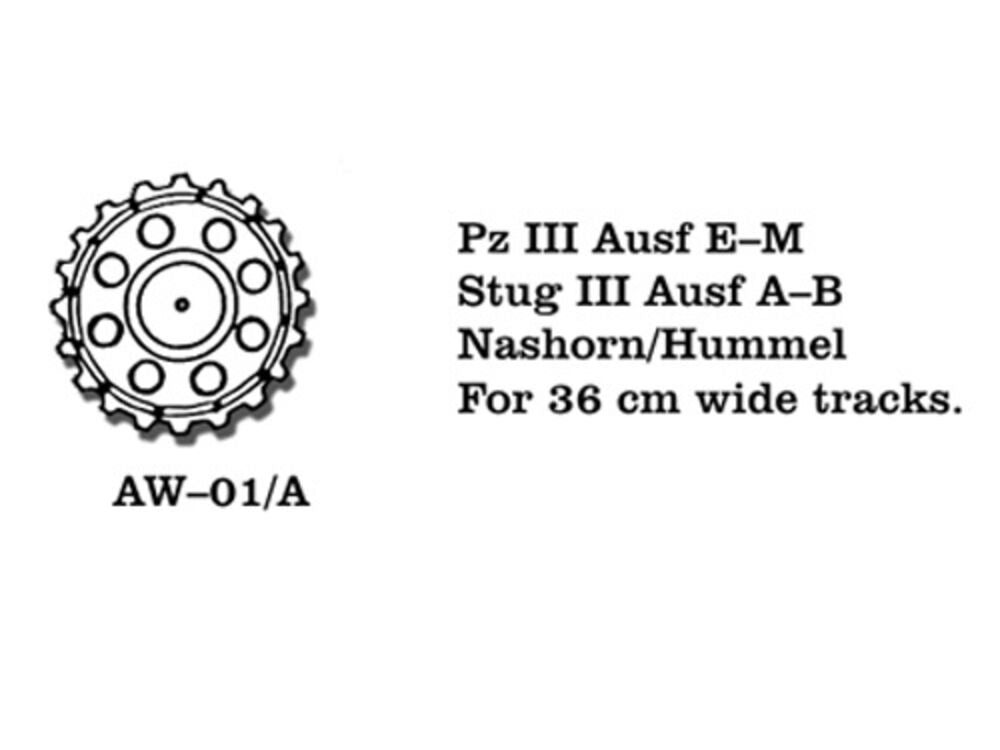 Tracks for Pz III (E-M) / Stug III (A-B) Nashorn 36 cm breit Nashorn 36 cm breit