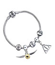 Harry Potter Bracelet Charm Set Deathly Hallows/Snitch/3 Spell Beads (silver plated)