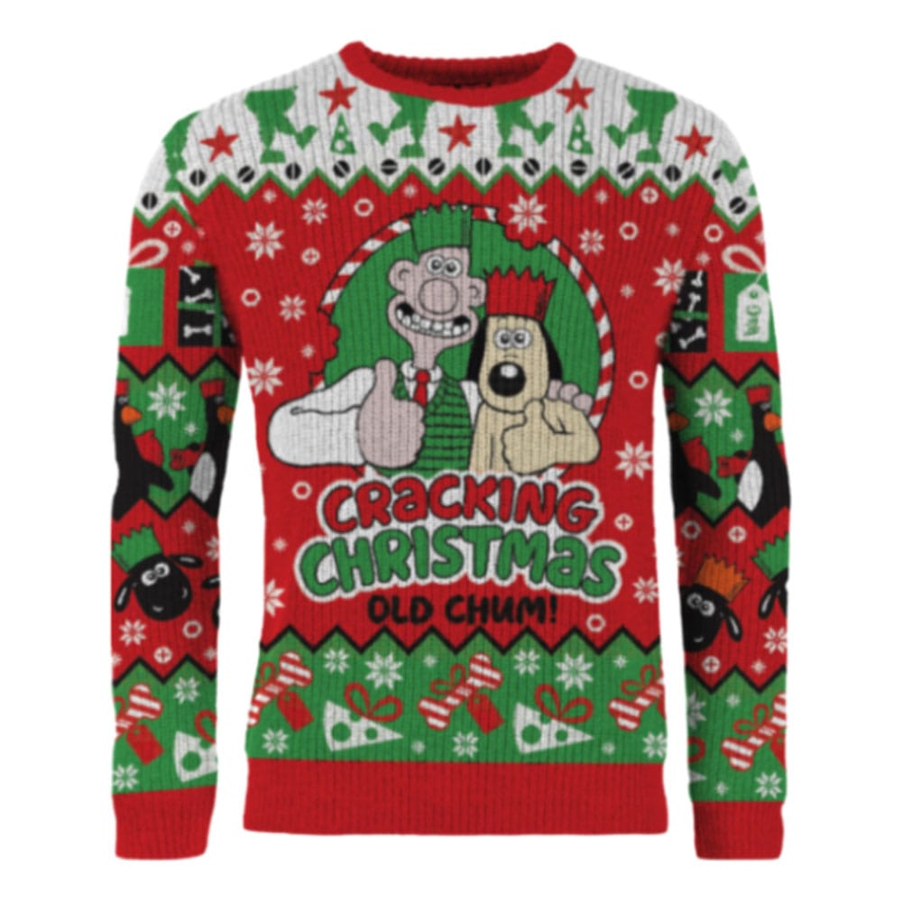 Wallace & Gromit Christmas Sweater Cracking Christmas Old Chum! Size XL