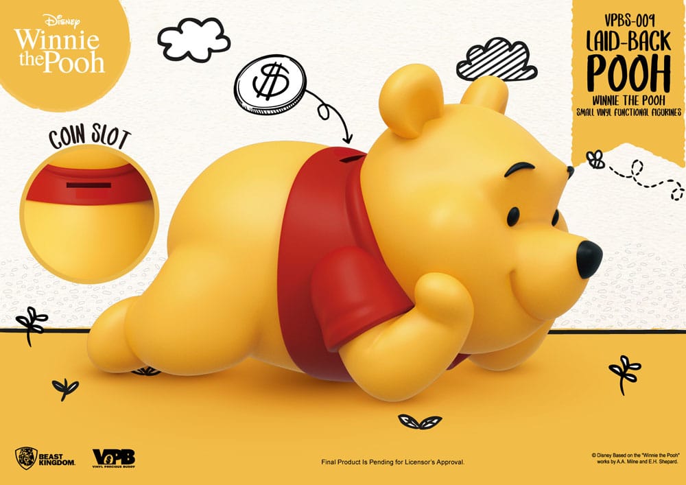 Winnie The Pooh Small Vinyl Bank laid-back Winnie 17 cm