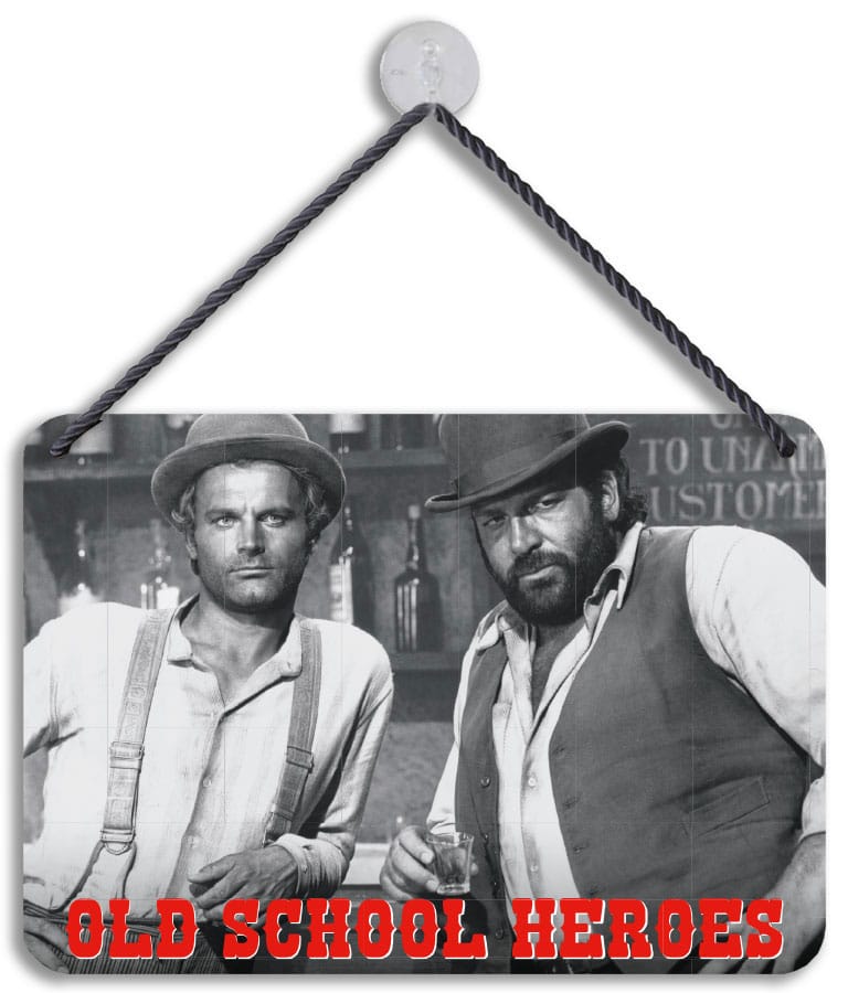 Bud Spencer & Terence Hill Tin Sign Old School Heroes 16,5 x 11,5 cm