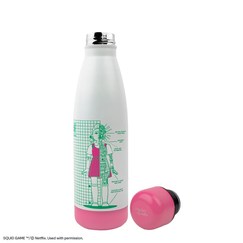 Squid Game Thermo Water Bottle Young-hee Blue & White Print