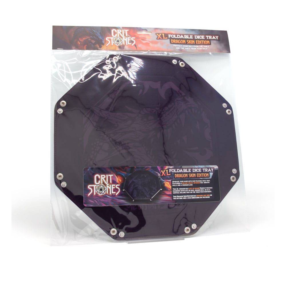 CritStones Folding Dice Tray Dragon Skin XL Edition Black