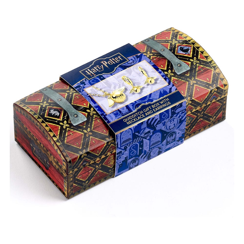 Harry Potter: Quidditch Golden Snitch Necklace and Earrings Gift Set (Golden Tone)