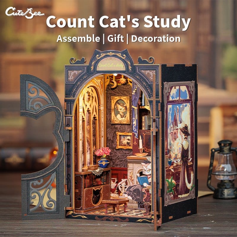 Book Nook Count Cat´s Study 17 x 12 cm