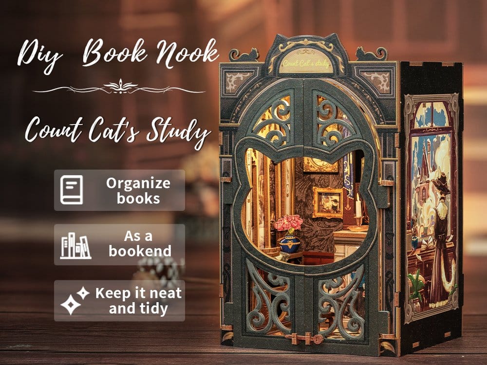 Book Nook Count Cat´s Study 17 x 12 cm