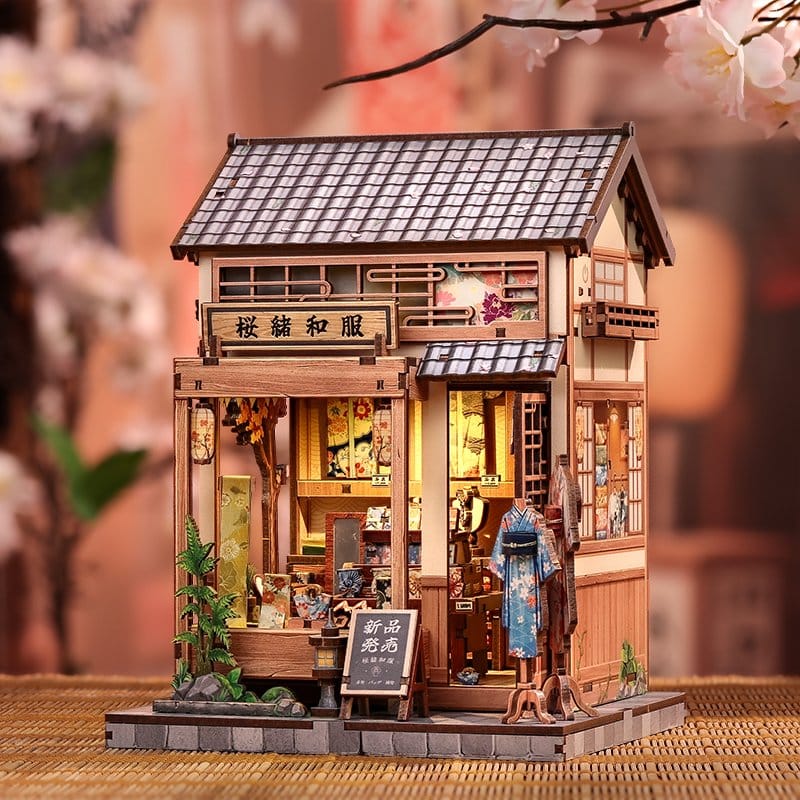 Miniature House Model Kit Sakura O Kimono Shop 19 x 14 cm