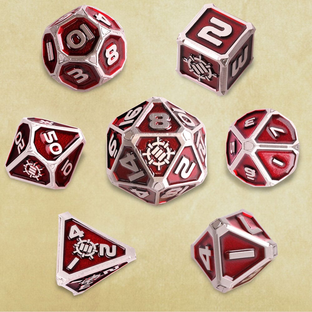 Enhance Tabletop Series Metal RPG Dice Set Red (7)