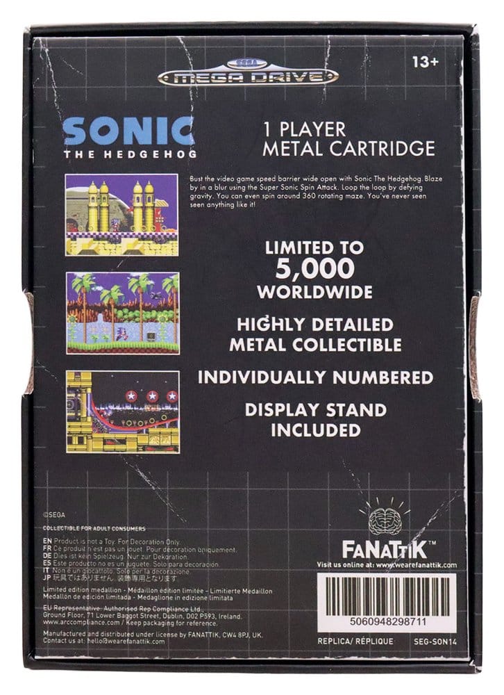 Sonic the Hedgehog Replica Game Cartridge Limited Edition 11 x 7 x 1 cm