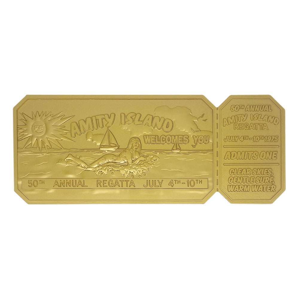 Jaws Replica 1/1 50th Anniversary Regatta Ticket 24k Gold Plated
