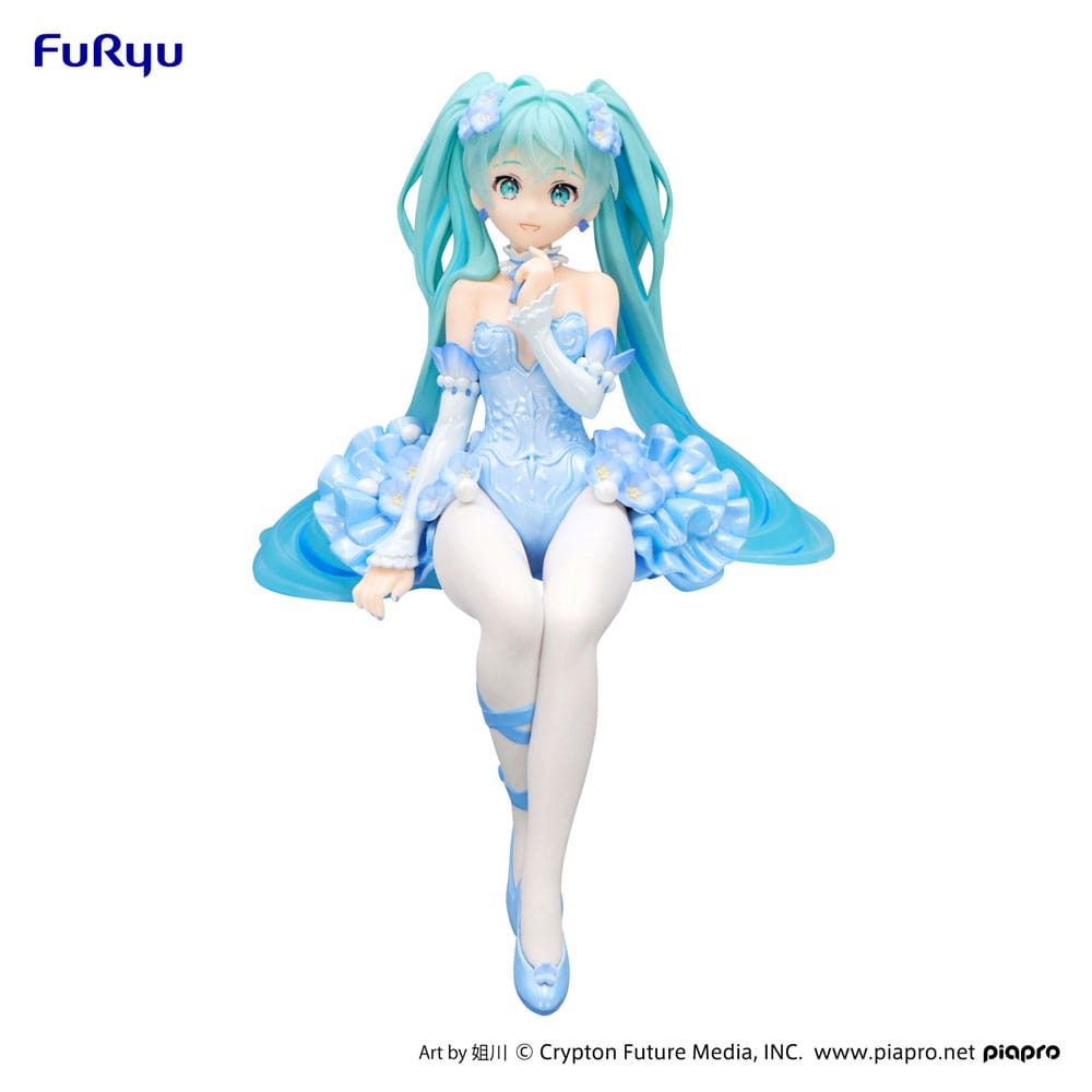 Hatsune Miku Noodle Stopper PVC Statue Flower Fairy Nemophila Pail Blue Color Ver. 15 cm