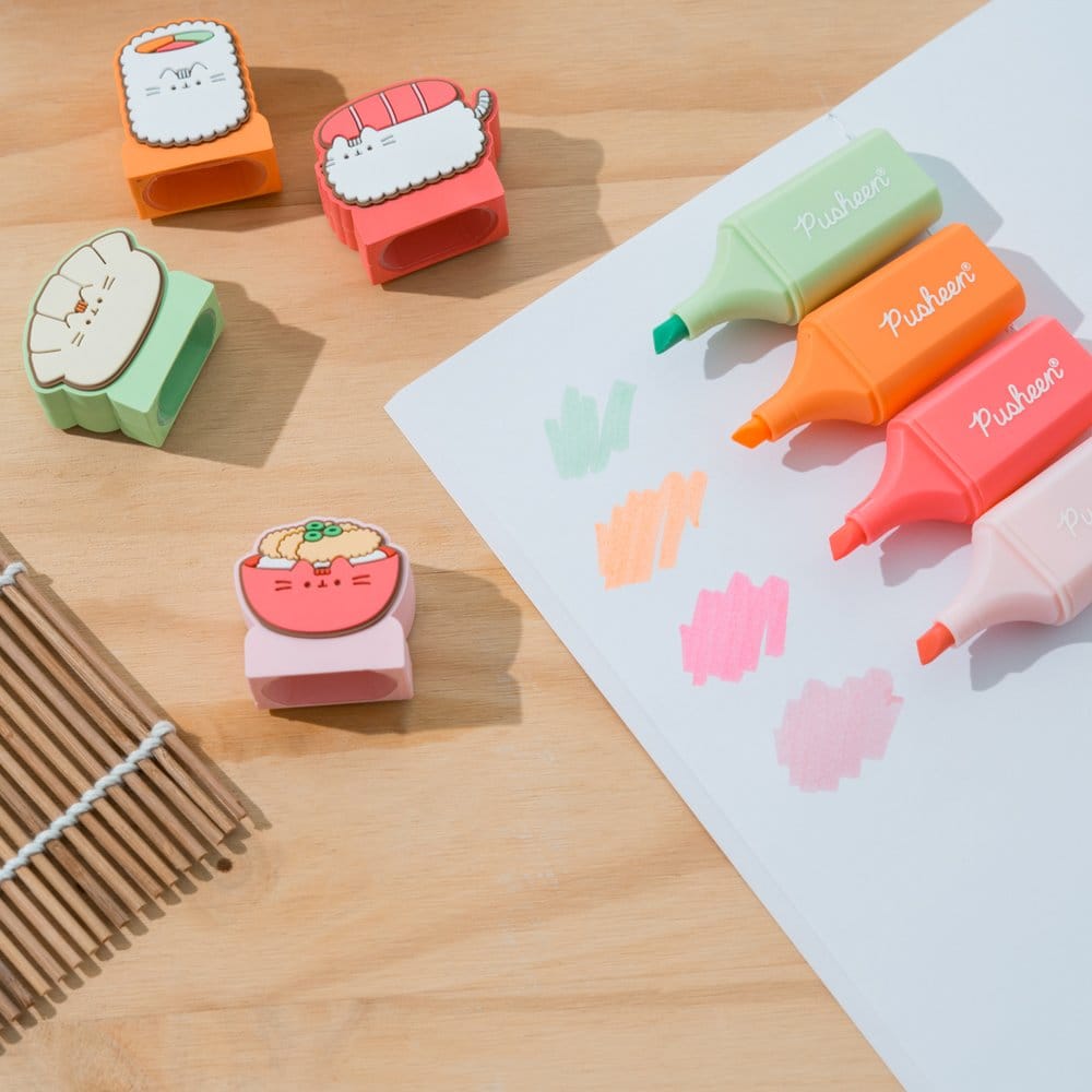 Pusheen Highlighters with Topper Sushi Roll Set of 4