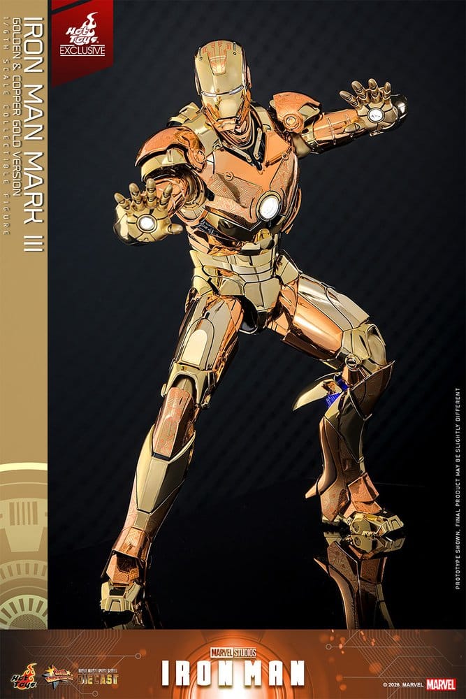 Iron Man Movie Masterpiece Diecast Action Figure 1/6 Iron Man Mark III (Golden & Copper Gold Version) Hot Toys Exclusive 33 cm
