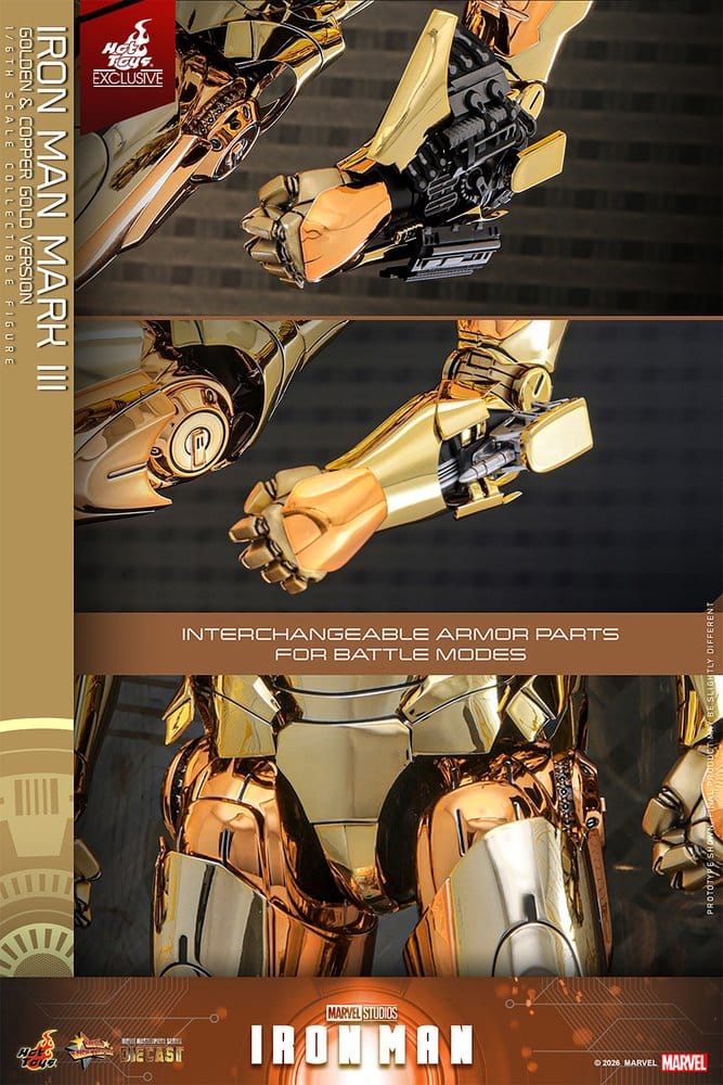 Iron Man Movie Masterpiece Diecast Action Figure 1/6 Iron Man Mark III (Golden & Copper Gold Version) Hot Toys Exclusive 33 cm
