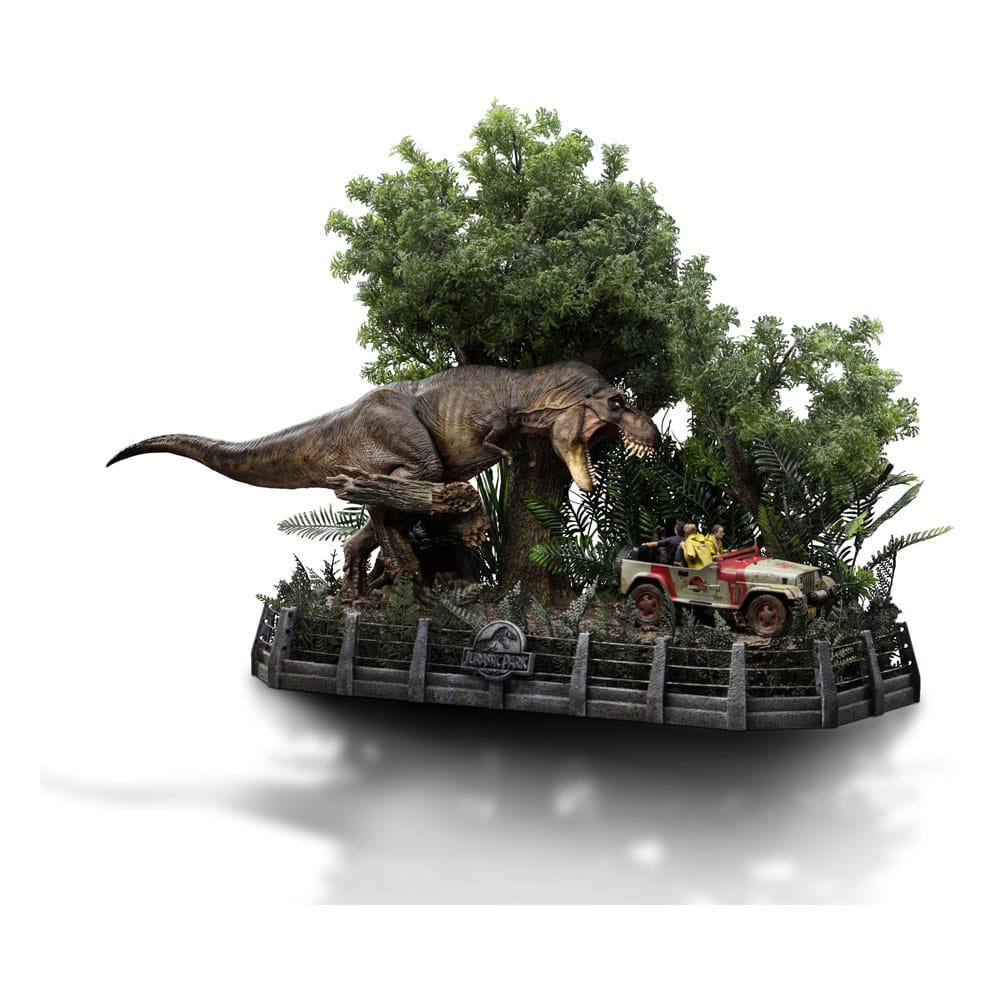 Jurassic Park Demi Art Scale Statue 1/20 T-Rex attacks Donald Gennaro 30 cm