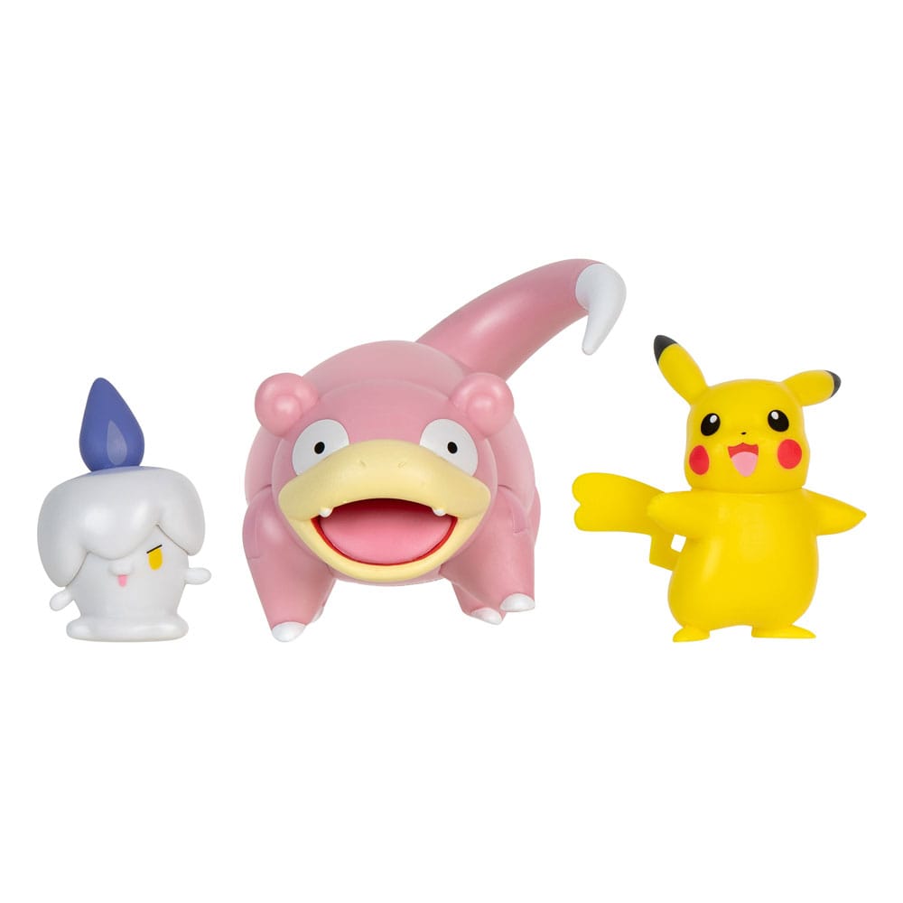 Pokémon Battle Figure Set 3-Pack Pikachu (Female), Litwick, Slowpoke 5 cm