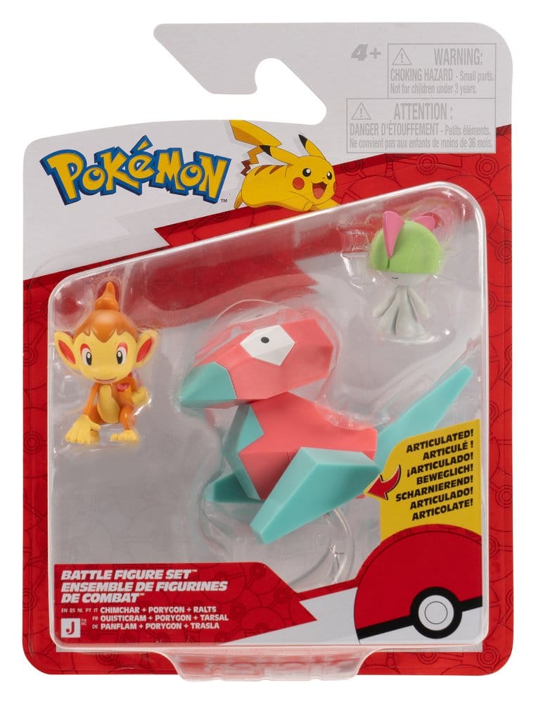 Pokémon Battle Figure Set Action Figures Chimchar, Ralts & Porygon (3-Pack)