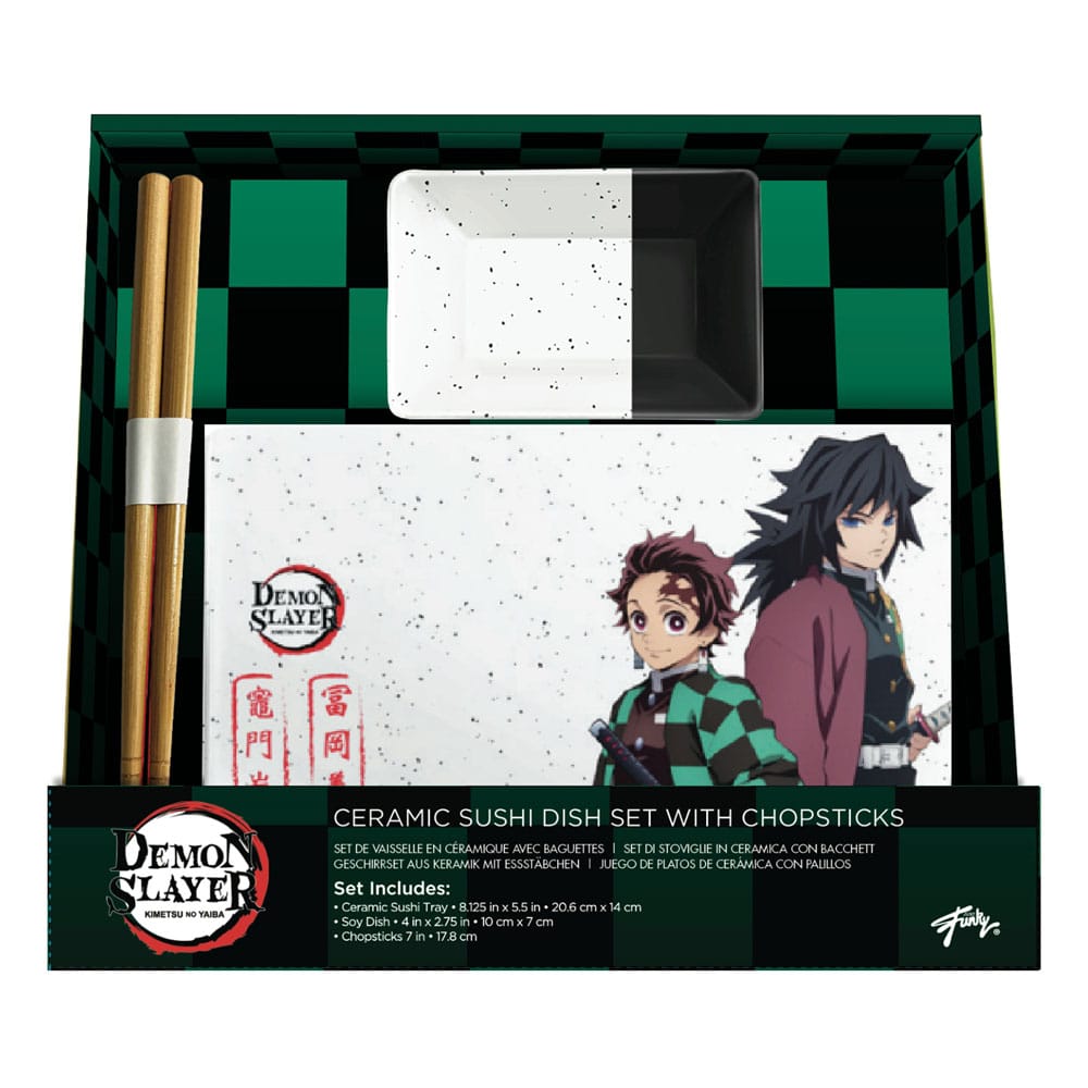 Demon Slayer Ceramic Sushi Set with Chopsticks Tanjiro & Giyu