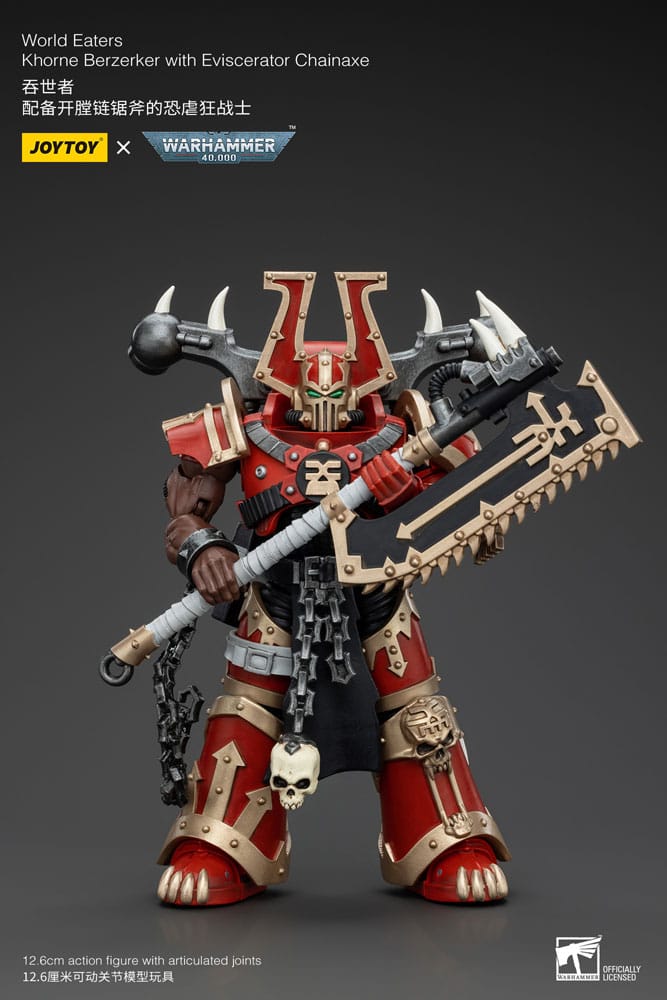 Warhammer 40k Action Figure 1/18 World Eaters Khorne Berzerker with Eviscerator Chainaxe 13 cm