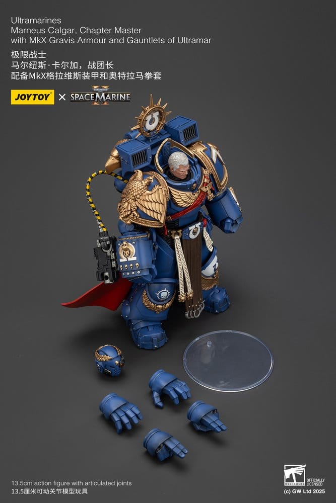 Warhammer 40k Action Figure Ultramarines Marneus Calgar Chapter Master with MKX Gravis Armor and Gauntlets of Ultramar 20 cm