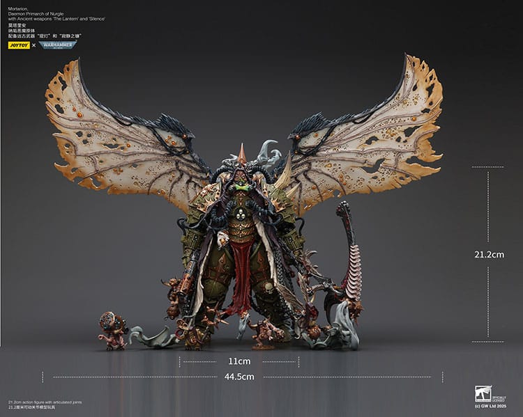 Warhammer 40k Action Figure 1/18 Mortarion Daemon Primarch of Nurgle with Ancient weapons The Lantern and Silence 21 cm